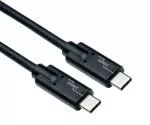 USB 3.2-kabel type C til C-plugg, opptil 20 GBit/s og 100 W (20V/5A) lading, svart, 0,50 m, polybag